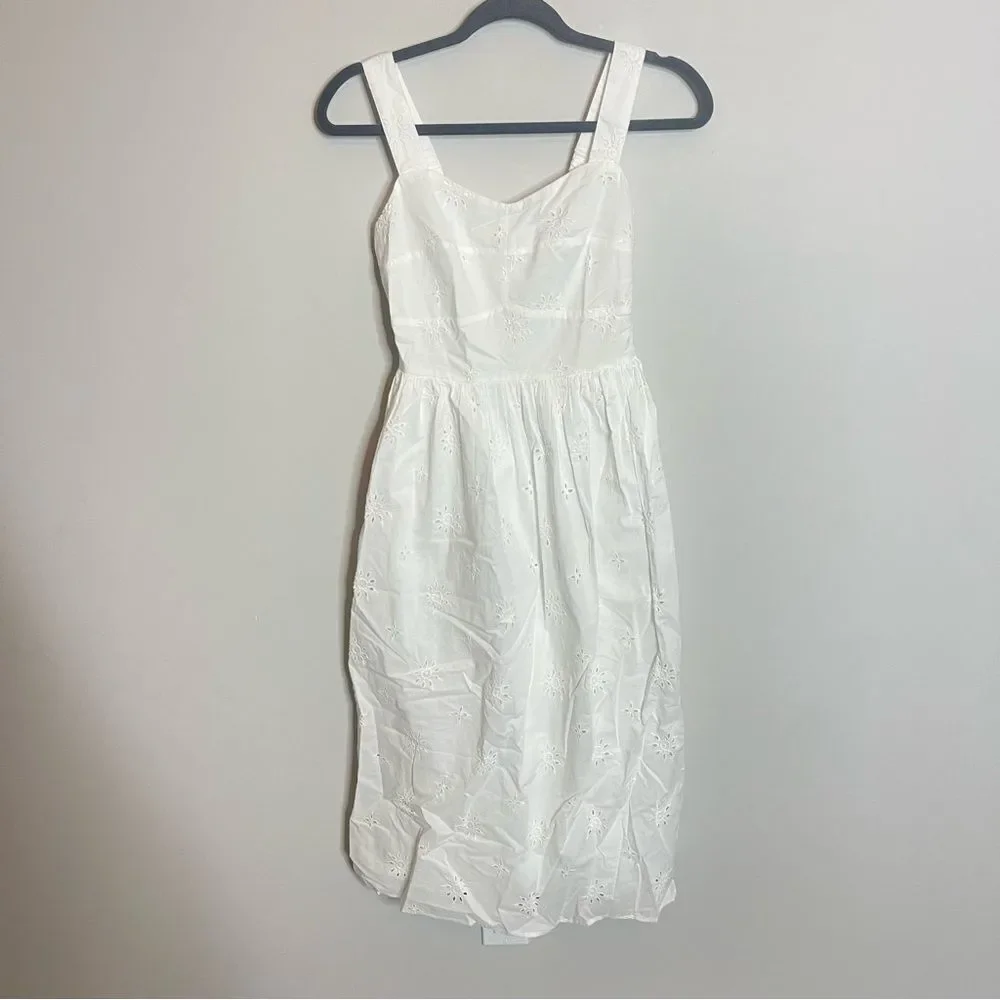 $148 J. Crew Factory Eyelet midi dress White NWT